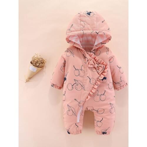 New autumn and winter baby clothes clothes hooded girl romper