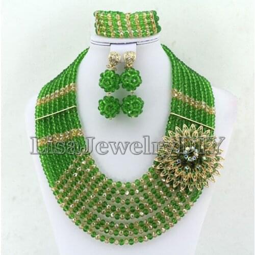 Charming African Crystal Beads Jewelry Sets African Wedding Beads Jewelry Sets Crystal Necklace Bracelet Earrings Sets HD2932
