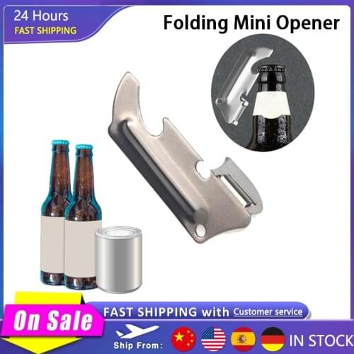 Can Beer Bottle Opener Stainless Steel Jar Gripper Can Wine Beer Lid Twist Off Jar Folding Mini Opener Kitchen Tool