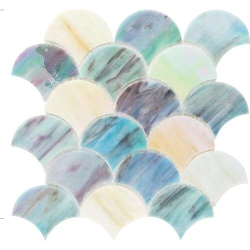 Custom Shape Kitchen Backsplash Tile Glass Mosaic Panels for Sale DIY sticker