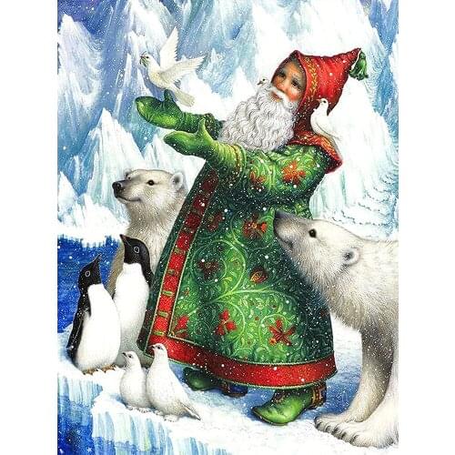 Christmas Santa Claus Penguin Bear Cross Stitch Complete Kit Embroidery Sewing Hobby Needlework Craft For Adults Mulina Needle