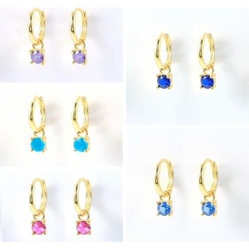 Aide Purple Blue Zircon 925 Sterling Silver Earrings For Women Earrings Dangle Ear Piercing Pendientes Gift 2021 Trend Brincos