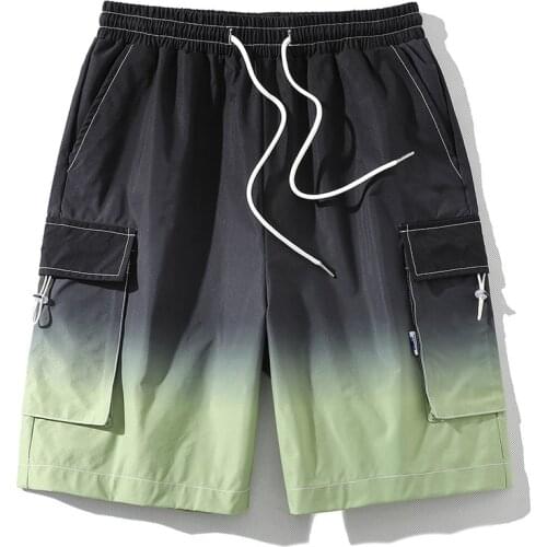 2021 New Arrival Top Fashion Hot Shorts Men Short Cotton Mid Elastic Waist Pockets Summer Loose Straight Tube Pocket Tooling