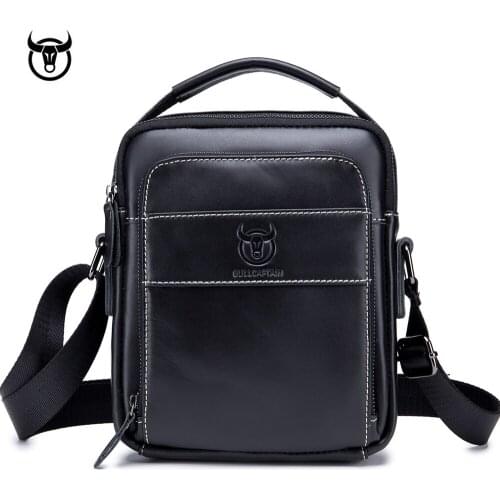 Fashion 2021 Mens Genuine Leather Crossbody Bag First Layer Of Leather Retro Shoulder Bag Casual Man Zipper Messenger Bag