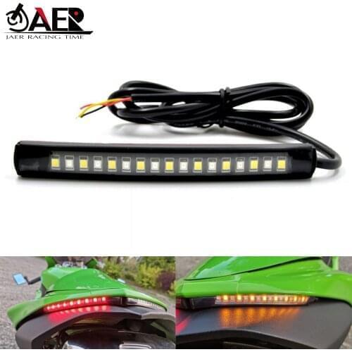 LED Motorcycle Soft Light Bar Strip Tail Brake Stop Turn Signal License Plate Light for Motocross ATV Dirt Bike Rubber Lamp