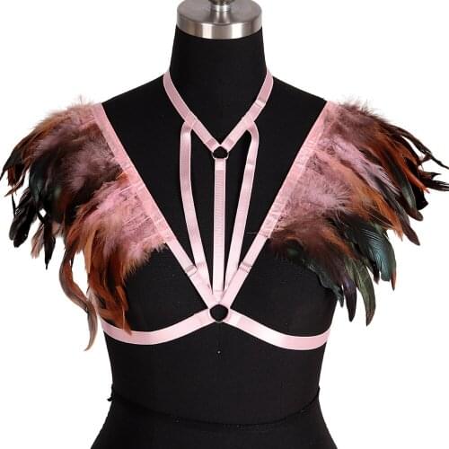 Bdsm Harness BraFeather Goth Chest Suspenders Clothing Adult Harness Fashion Sexy Womens underwear Women Bondage Sexy Lingerie
