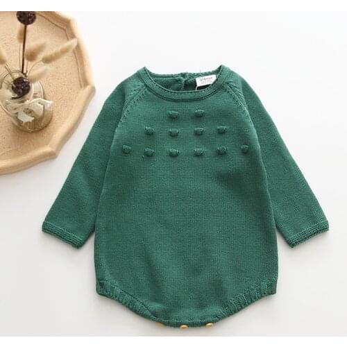Newborn Baby Girls Boys Knitted Romper Baby Rompers Ruffle Infant Baby Boys Jumpsuit Overalls Baby Clothes Cotton Pompom Woolen