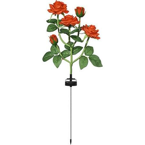 5 LED Heads Rose Stake Light Outdoor Garden Party Wedding Lamp Solar Powered Lamps Home Decorative Flower Night Lights
