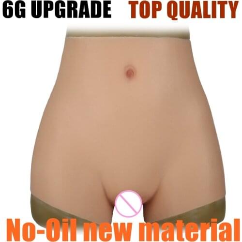 Upgrade 6G Silicone Realistic Vagina Panties Shemale Crossdresser Pussy Pants Transgender Artificial Sex Fake Underwear Lift Hip