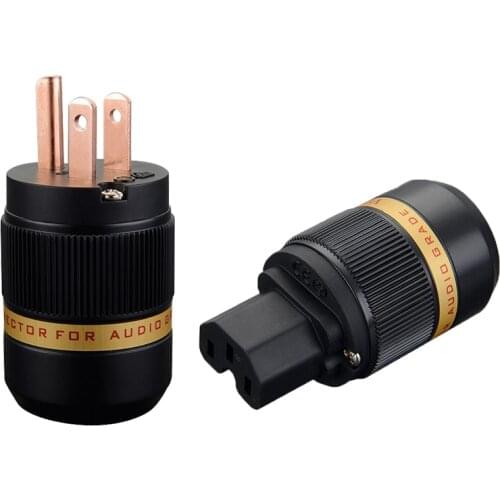 Viborg VM501+VF501 Pure Copper No Plated US Power Plug Audio Power Connector IEC Plug DIY Power Cord Cable