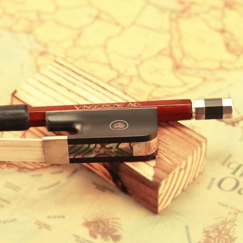 VingoBow 1/8 Szie French Double Bass Bow Natural Horsehair Brazilwood Ebony Frog Nickel Silver Part 310BF 64.5cm Warm Tone