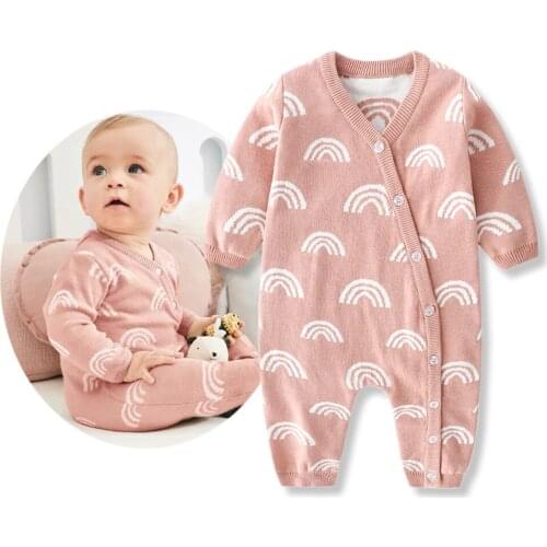 Knitted Baby Clothes Rainbow Newborn Baby Rompers for Girls Cotton Long Sleeve Infant Baby Jumpsuit for Boys Romper Overalls