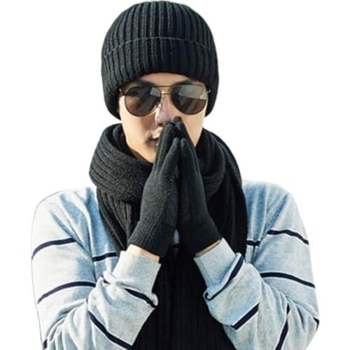 1 Set Knitted Hat Wear Resistant Super Soft Acrylic Fiber Beanie Gloves Neck Warmer Set Beanie Scarf Gloves Set Winter Supplies