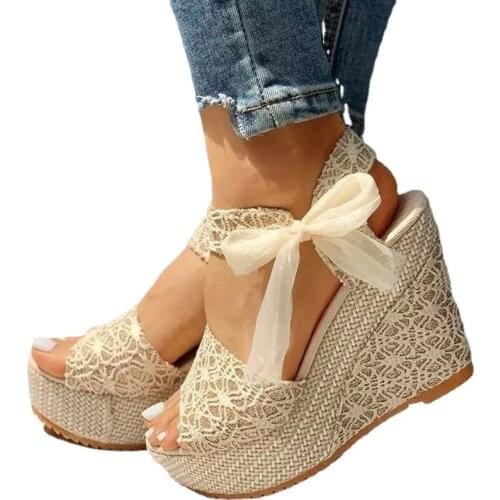 YSHUNIJ New 2021 Summer Fashion Slope Heel Fish Mouth Womens Sandals Korean version of high-heeled platform platform sandals