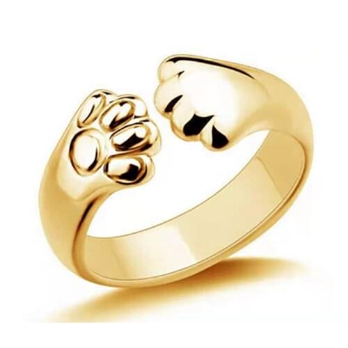 Fashion 4 Colors Cute Bear Paw Cat Claw Opening Adjustable Ring for Women Romantic Wedding Love Jewelry