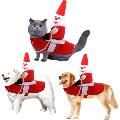 Dog Santa Claus Vest Riding Christmas Costume Funny Pet Vest Clothes Dogs Cats Outfit Clothes Apparel Party Clothing Christmas