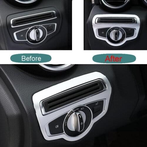 1-3 PCS Car DIY New Aluminum Headlight switch light sticker cover case for New benz C grade GLC C180LC200LC260L part accessories