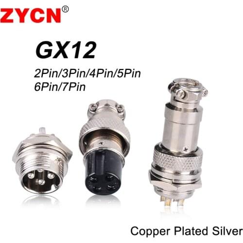 1set GX12 Circular Aviation Socket Plug Male + Female 12mm Wire Panel Connector with Silver 2Pin 3/4/5/6 Metal