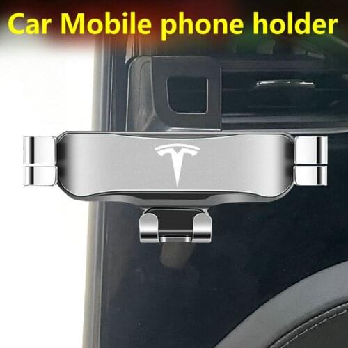 1pcs Car Mobile Phone Holder Logo Decoration Accessories For Tesla MODEL 3 MODEL X S Y 2010-2021 2020 2017 2019