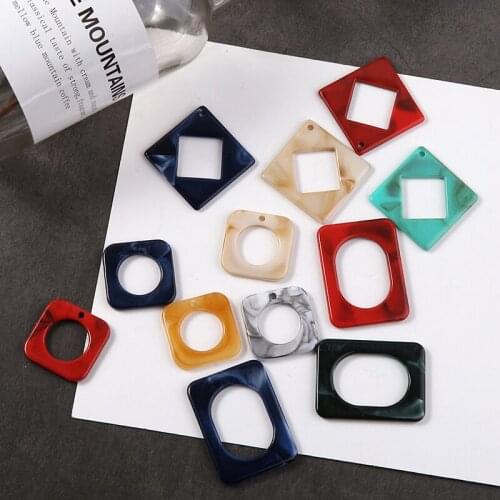 10pcs Korean Fashion Resin Earrings For Women Girl Rectangular Pendant Hollow Wild Round Earrings Lady diy Jewelry Accessories