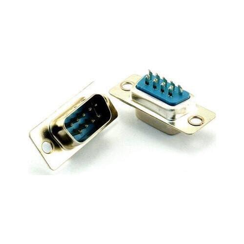 10PCS/LOT New RS232 serial port connector DB9 male socket/Plug connector 9pin copper RS232 COM socket adapter