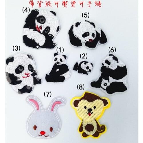 100pcs/lot Small Cute Animal Panda Embroidery Patches for Kids Clothing Decoration Badge Ironing Applique Heat Transfer