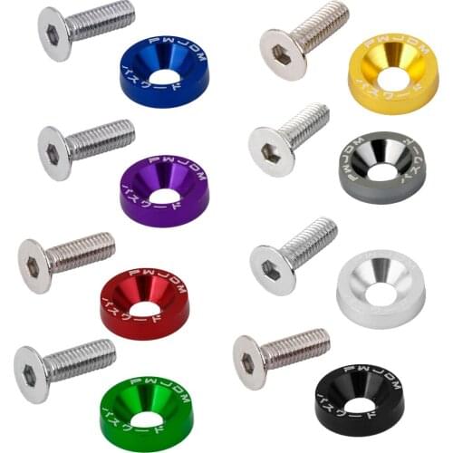 10x Universal Bumpers Fender Washers Kit M6 Bolt Screw Engine Aluminum 8 Colors
