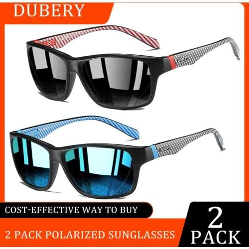 2 PACK DUBERY Brand Polarized Sunglasses Men New Sport Style High Quality Sun Glasses Lightweight Frame Goggles UV400 Lens CE