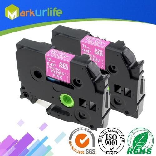 2PCS/Lot TZe-MQP35 TZe MQP35 White on Berry Pink Laminated Label Tapes Compatible for Brother P-touch 12mm TZ-MQP35 TZ MQP35