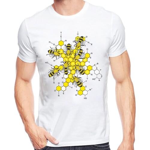2021 Funny animal Design Science of honey and bees T-Shirt Summer Mens Printed T Shirt Fashion Chemistry Tops Tee Clothes