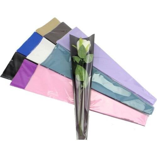 50PCS Thin Matte Single Flower Gift Bag Flowers Wrapping Material Rose Opp Transparent Triangle Bag Wedding