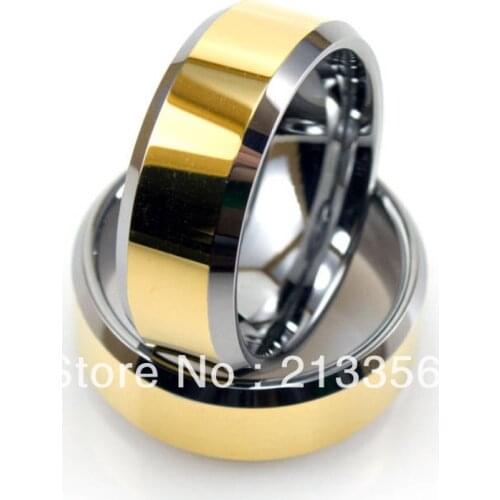 Free Shipping!Wholesales Cheap Price Promotion Sales! USA Hot Selling Mens Tungsten Two-Tone Wedding Ring With High-Polish