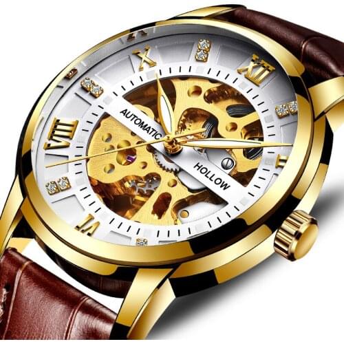 Mens Watches Automatic Mechanical Waterproof Luxury Sport Watch For Men Leather Strap Casual Luminous Man Wristwatches