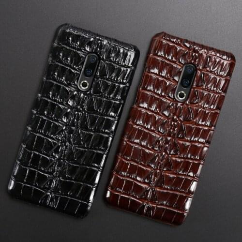 Genuine Leather Phone Case For Meizu 16th Plus 16 16X 17 Pro 7 Plus Cases Luruxy Cowhide Crocodile Tail Texture Back Cover
