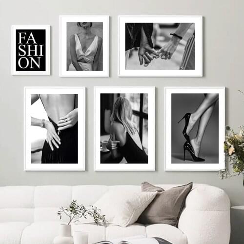 Black White Vogue Women Bra Ring Bracelet Wall Art Canvas Painting Nordic Posters And Prints Wall Pictures For Living Room Decor