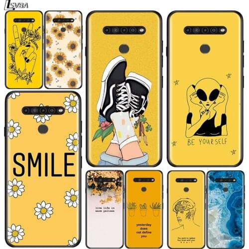 Keep smile yellow for LG G8 G8S G8X V30 V35 V40 V50 V60 ThinQ Q60 K40 K50 K51 K61 K71 K92 K62 K42 Black Phone Case