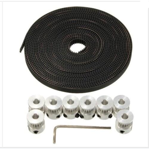 DuoWeiSi 3D Printer Parts 8 Pcs GT2 16T Bore 5mm Timing Pulley 5M Belt For RepRap Prusa Mendel 3D Printer