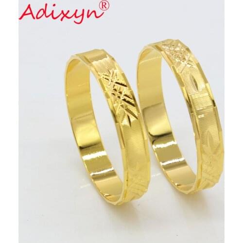 Adixyn Decorative Pattern Baby Bangle Gold Color 7.5$/2pcs Dubai Bangles For Baby/Kids Trendy African Arab Jewelry N080810