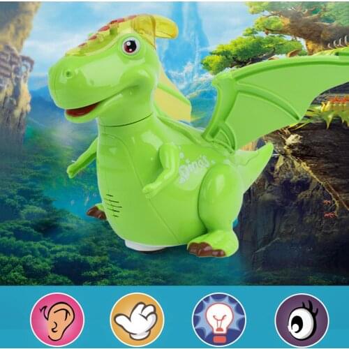 Kids 360 Rotation Electric Walking Dinosaur LED Light Music Car Educational Toy Moving Appease Baby Toys For Children