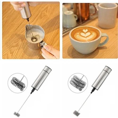 Electric Handheld Milk Frother Foamer Double Spring Triple Spring Whisk Head Agitator Blender Mixer Stirrer Coffee Maker Tool