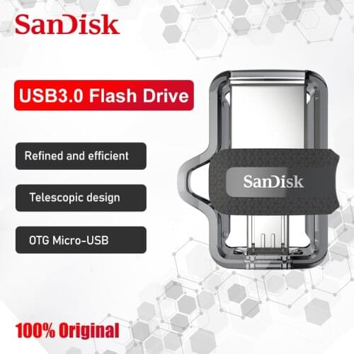 SanDisk Ultra Dual Drive USB3.0 Pendrive 256GB 128GB 64GB 32GB 16GB Micro USB 3.0 Dual Slot OTG Memory Stick U Disk For Phone/PC