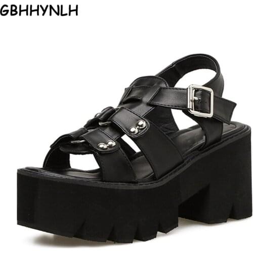 GBHHYNLH female casual sandals gladiator Open Toe womens low sandals Thick Heels women gladiator sandals summer shoes LJA273