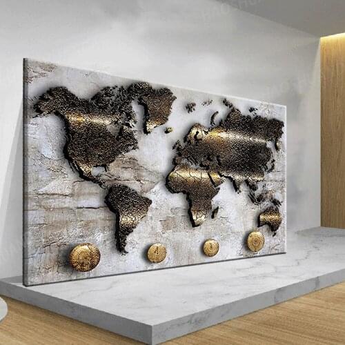 World Map Canvas 1 Piece Print On Non-Woven Material Memoboard Noticeboard Message Board Image Picture Home Decor Map Wall Wall