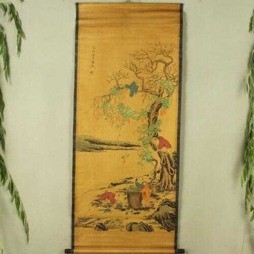 China Antique collection Boutique Calligraphy and painting five children diagram