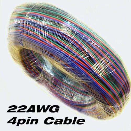 Best price 100 meters 4pin Tinned copper 22AWG insulated PVC wired wire Electric cable LED RGB strip extend wire Free Shipping