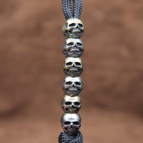Mini Skull Head Brass Knife Beads Lanyard Pendants Jewelry DIY Paracord Bracelets Accessories EDC Umbrella Rope Hangings Charms