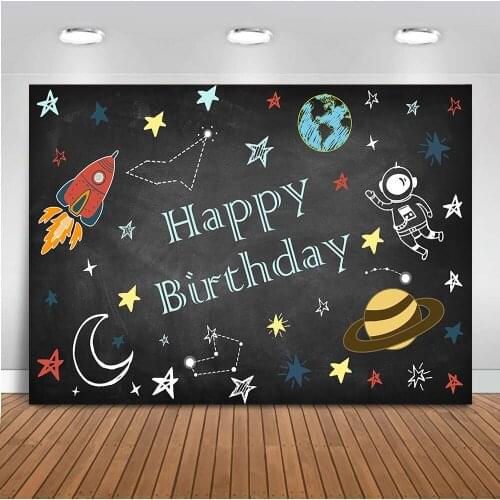 MOCSIKA Happy Birthday photography backdrop newborn baby Space Agency astronaut photo background party decoration banner