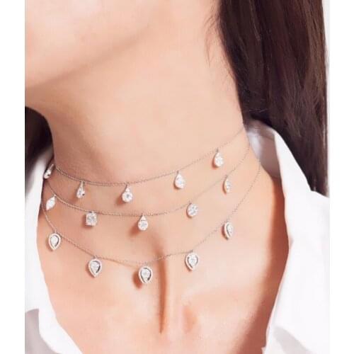 Fashion jewelry 6pcs tear drop charm choker necklace with gold color filled women wedding choker GL004