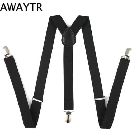 AWAYTR 2017 Mens Suits Black White Suspenders Unisex Adult 3 Clip Buckle Suspenders Women Belt Strap Adjustable Shirts Braces