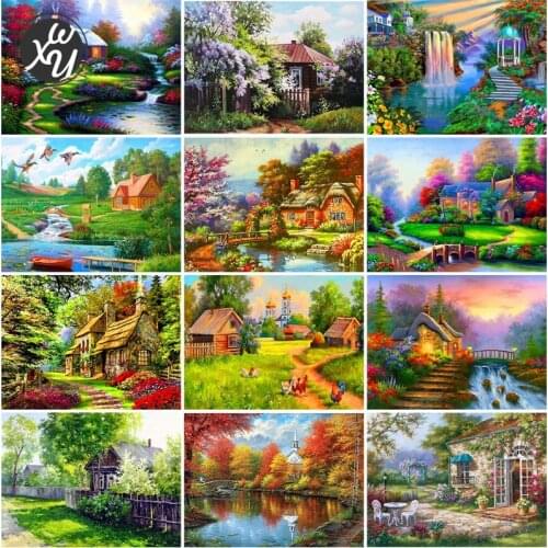 5D Diamond Painting Kits for Adults Forest Hut Cross Stitch Embroidery Diamond Mosaic Full Drill Rhinestones Art for Home Decor